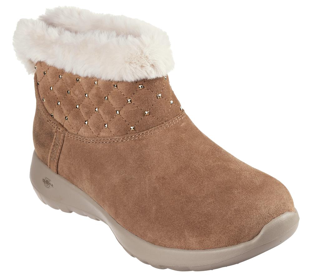 Women Skechers Slip-ins: On-the-GO Joy - Cozy Shimmer Boots Chestnut Brown  USA |  2645-KJGQI