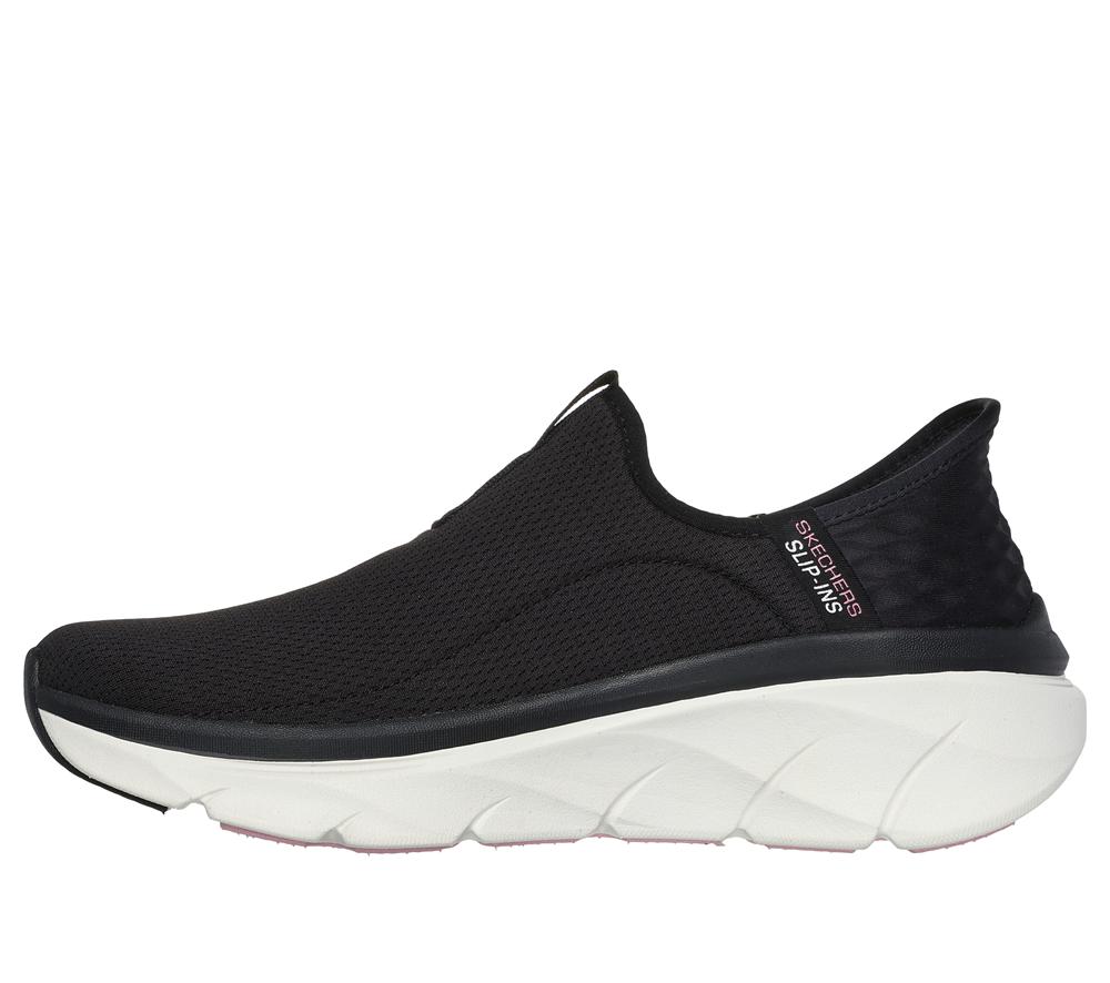 Women Skechers Slip-ins RF: D'Lux Walker 2.0 Slip On Shoes Black / Pink  USA |  9326-FRYMC