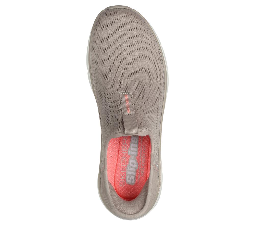 Women Skechers Slip-ins RF: D'Lux Walker 2.0 Hands Free Slip Ins Taupe / Coral  USA |  1364-BCMDN