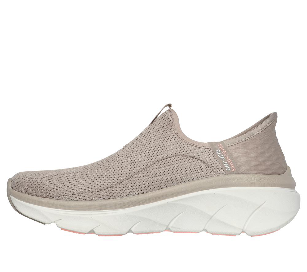 Women Skechers Slip-ins RF: D'Lux Walker 2.0 Hands Free Slip Ins Taupe / Coral  USA |  1364-BCMDN
