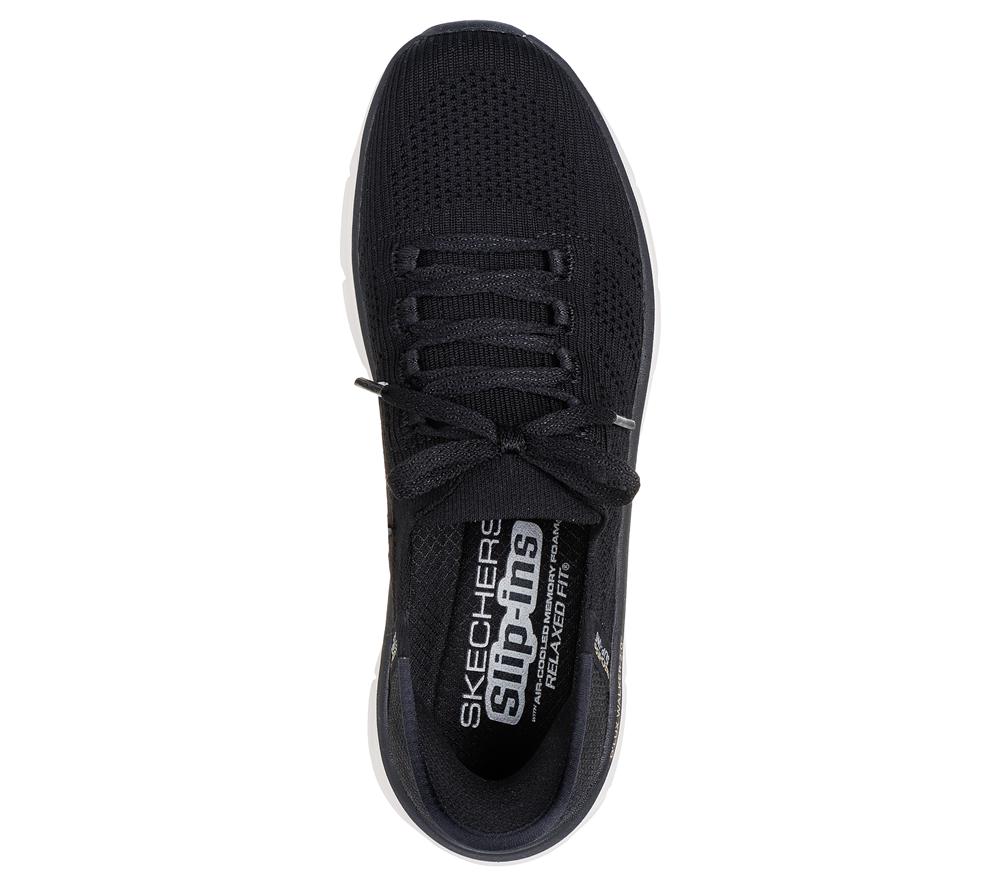 Women Skechers Slip-ins Relaxed Fit: D'Lux Walker 2.0 - Thrill Movement Sneakers Black / Tan  USA |  2318-BXOMR
