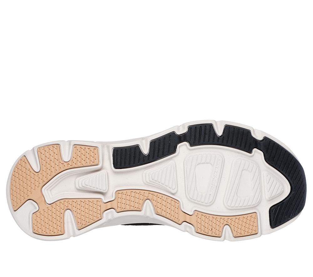 Women Skechers Slip-ins Relaxed Fit: D'Lux Walker 2.0 - Thrill Movement Sneakers Black / Tan  USA |  2318-BXOMR