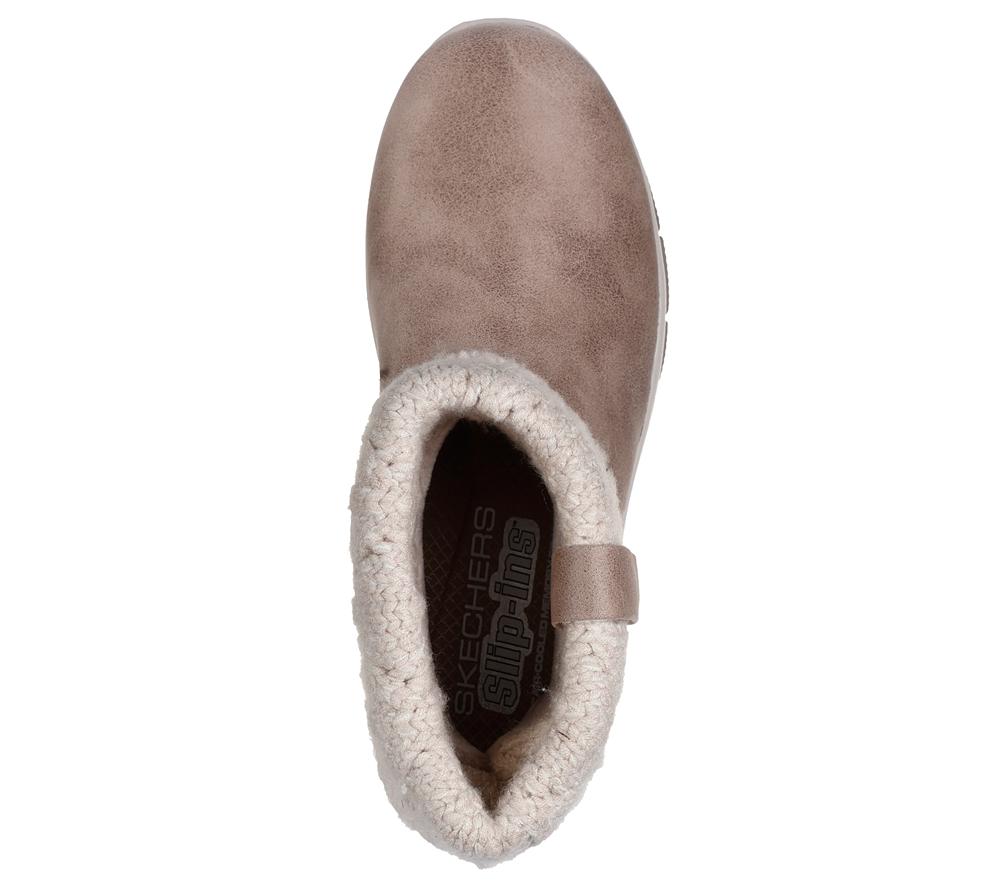 Women Skechers Slip-ins Relaxed Fit: Easy Going - Cozy Weather 2 Boots Taupe Brown  USA |  6832-OQJAG