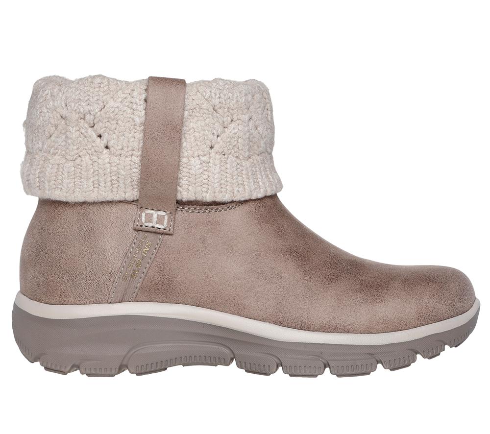 Women Skechers Slip-ins Relaxed Fit: Easy Going - Cozy Weather 2 Boots Taupe Brown  USA |  6832-OQJAG