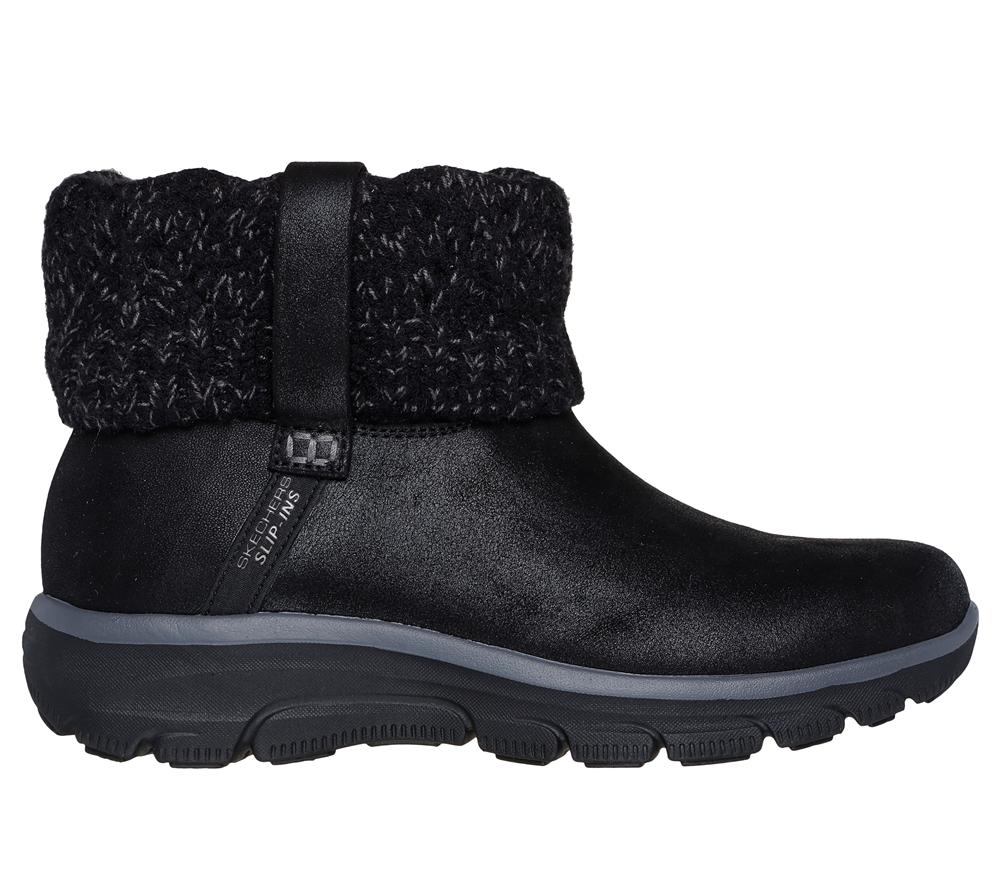 Women Skechers Slip-ins Relaxed Fit: Easy Going - Cozy Weather 2 Boots Black  USA |  0237-XKQEA