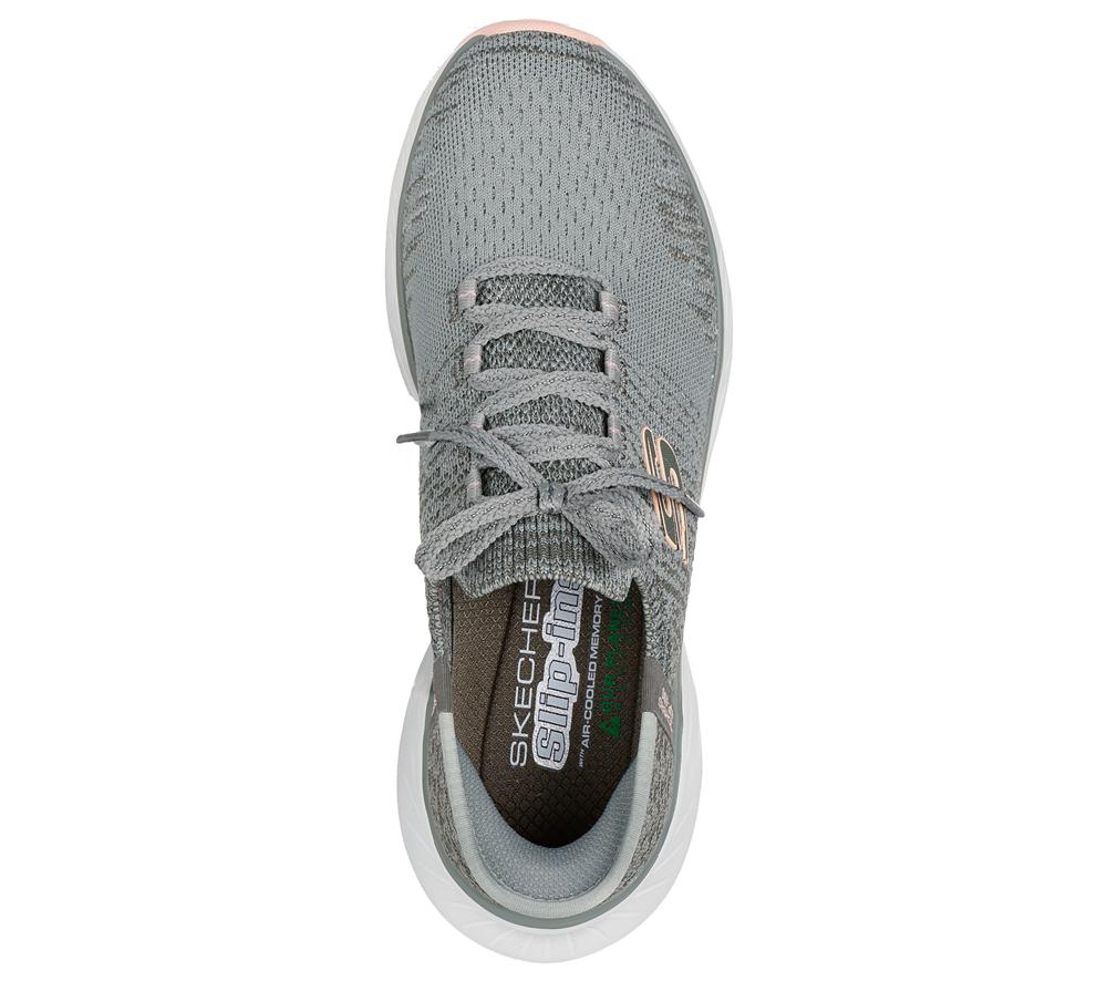 Women Skechers Slip-ins Relaxed Fit: Edgeride Hands Free Slip Ins Green / Orange  USA |  6518-HMOFZ