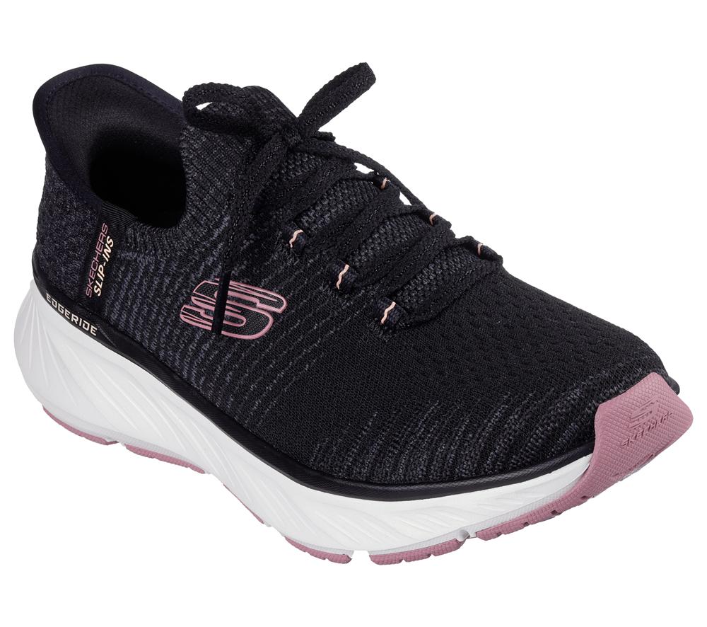 Women Skechers Slip-ins Relaxed Fit: Edgeride Hands Free Slip Ins Black / Pink  USA |  3651-IFCWV