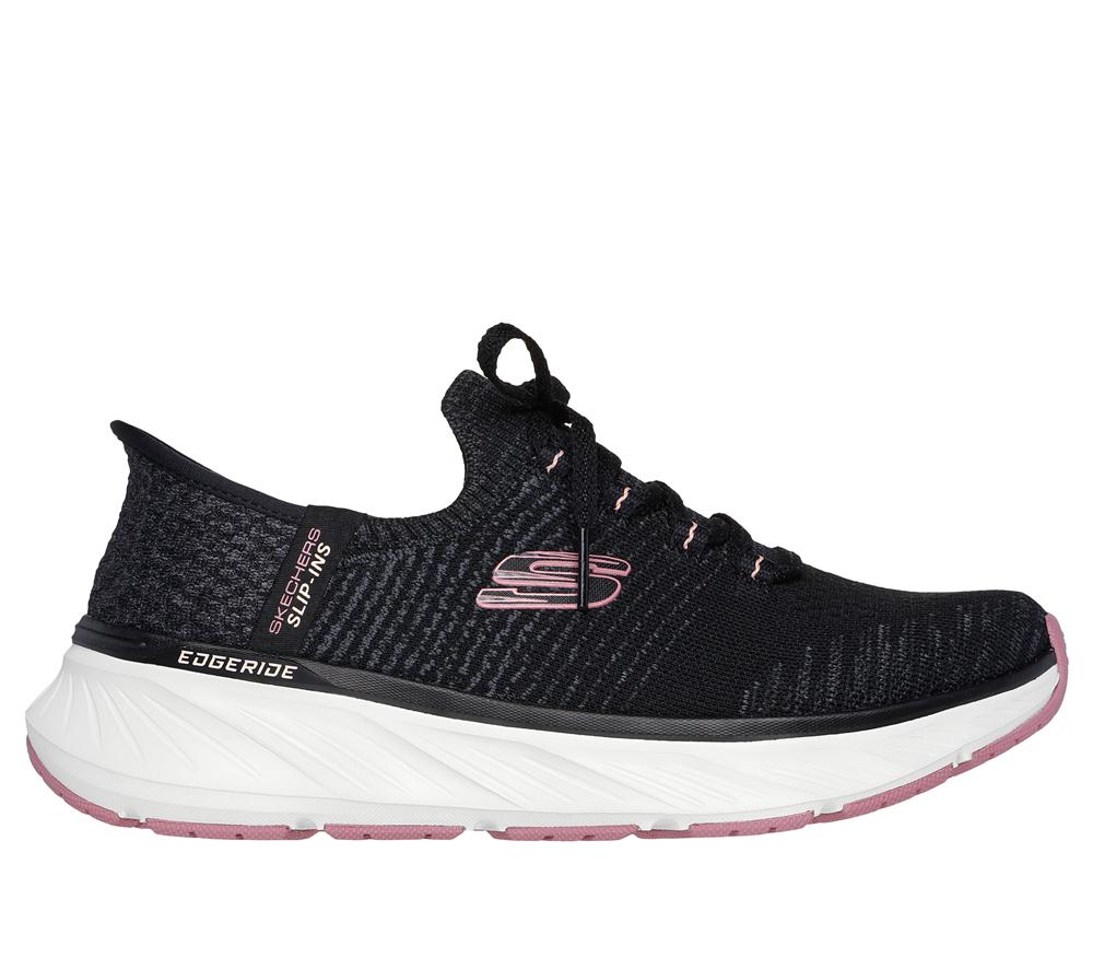 Women Skechers Slip-ins Relaxed Fit: Edgeride Hands Free Slip Ins Black / Pink  USA |  3651-IFCWV