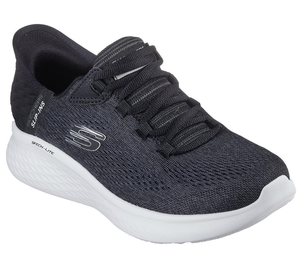 Women Skechers Slip-ins: Skech-Lite Pro - Natural Slip On Shoes Black / White  USA |  7156-JVKXW