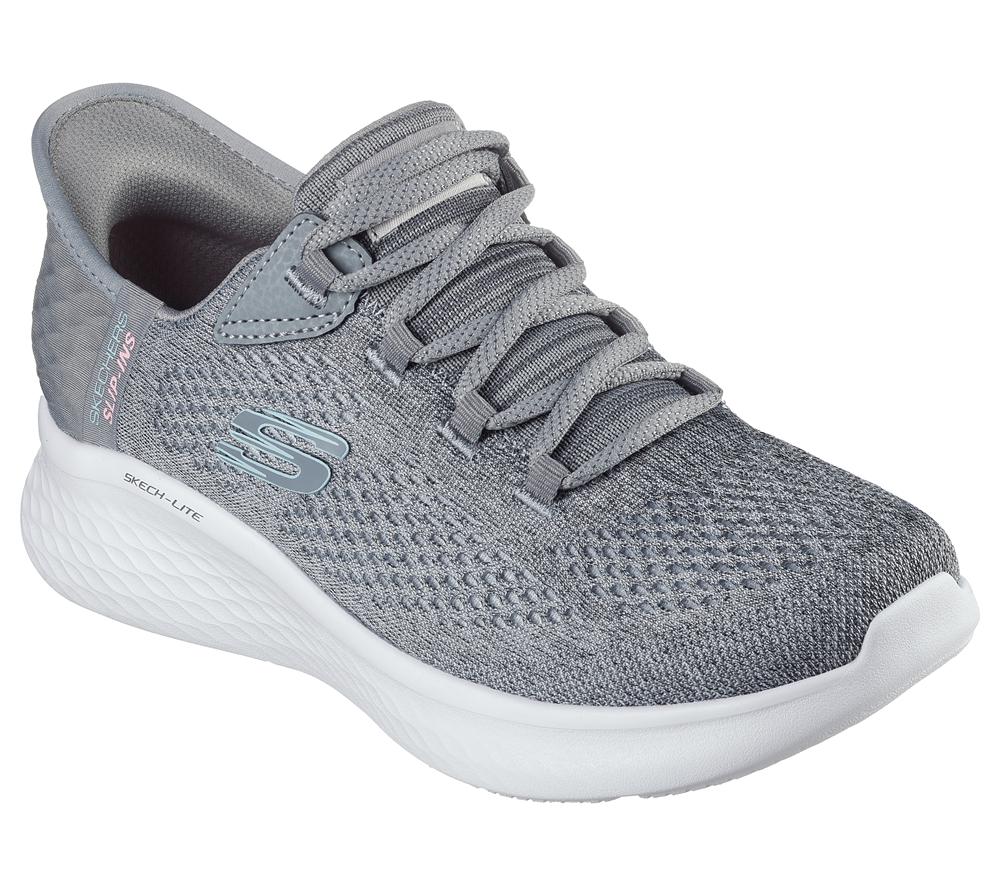 Women Skechers Slip-ins: Skech-Lite Pro - Natural Hands Free Slip Ins Grey / Multicolor  USA |  4156-FQPIC