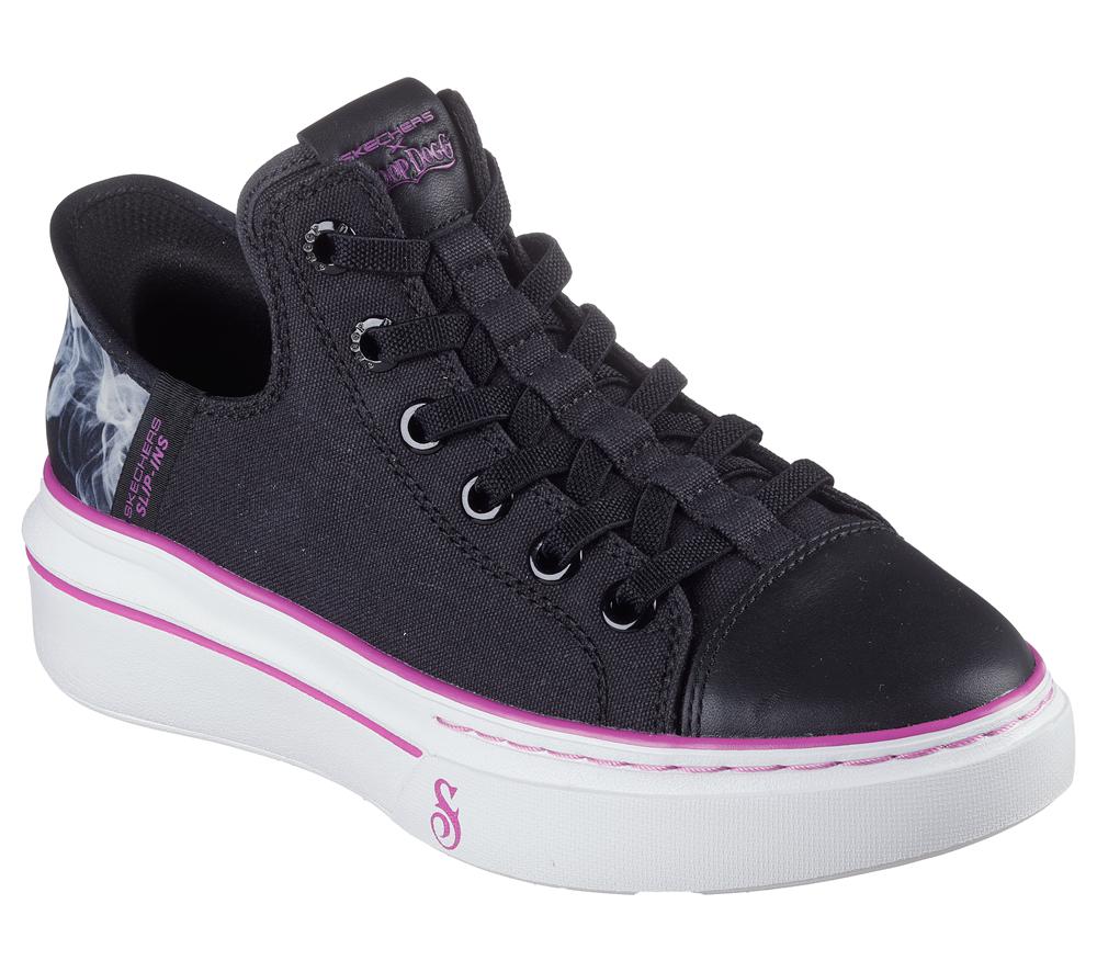Women Skechers Slip-ins: Snoop One - Boss Life Canvas Sneakers Black / Purple  USA |  3260-RYMTC