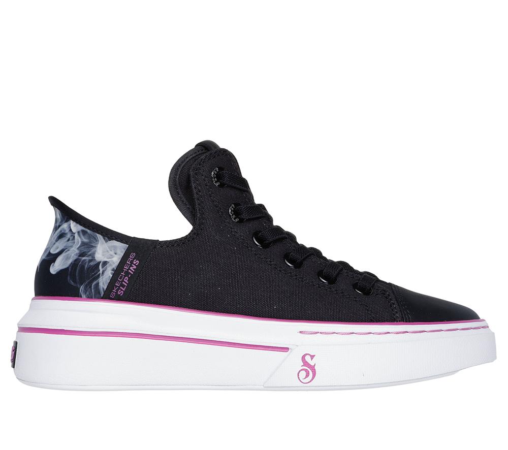Women Skechers Slip-ins: Snoop One - Boss Life Canvas Sneakers Black / Purple  USA |  3260-RYMTC