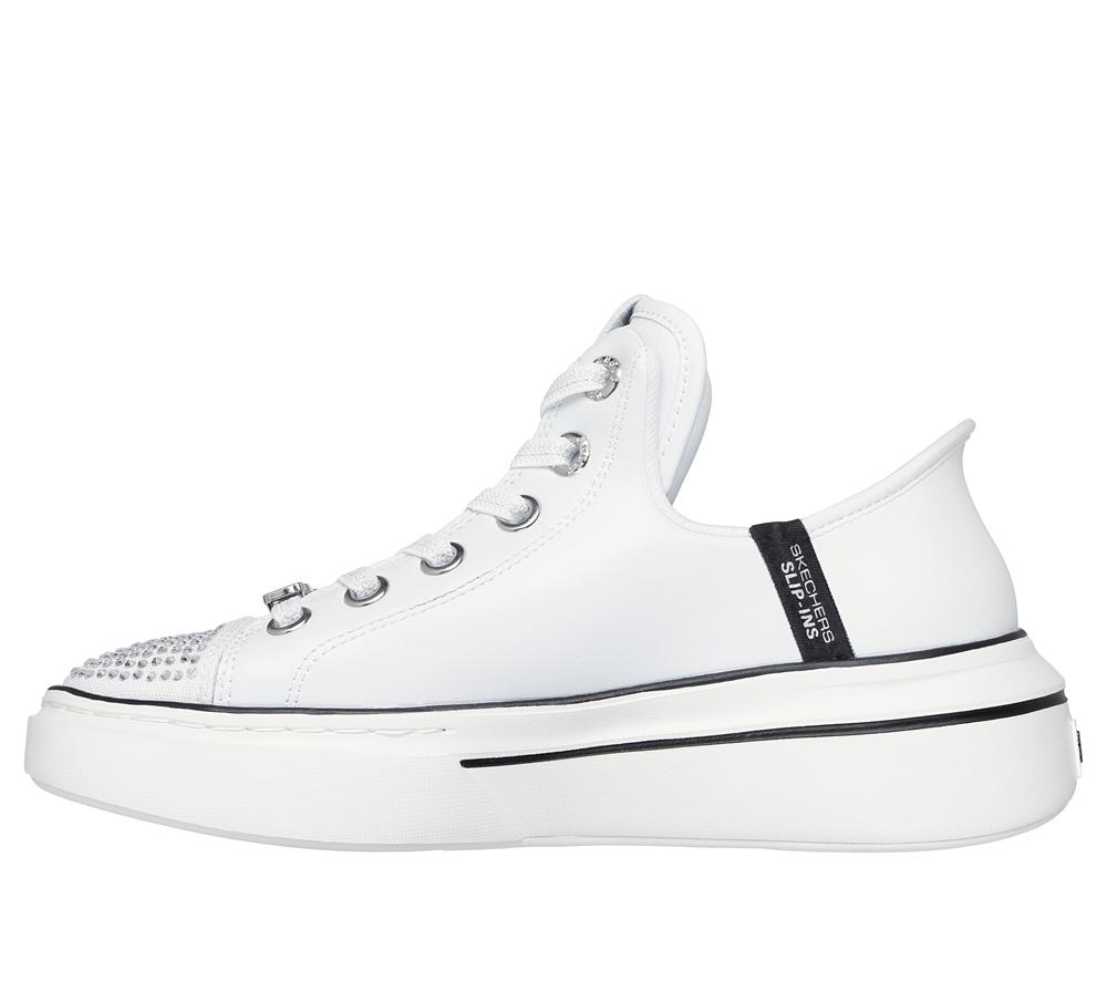 Women Skechers Slip-ins: Snoop One - Rhine-Stoned Toe Hands Free Slip Ins White  USA |  8542-UVRMA