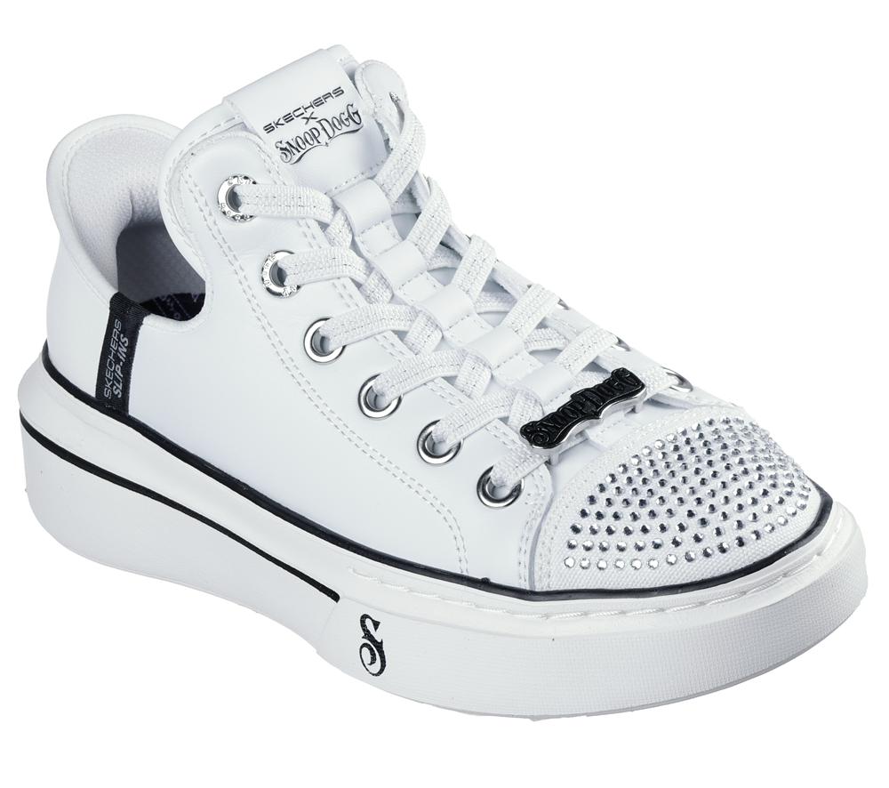 Women Skechers Slip-ins: Snoop One - Rhine-Stoned Toe Hands Free Slip Ins White  USA |  8542-UVRMA