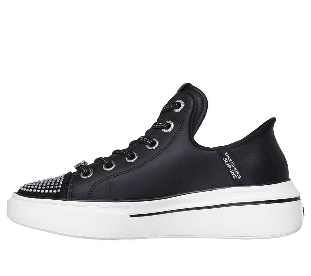 Women Skechers Slip-ins: Snoop One - Rhine-Stoned Toe Hands Free Slip Ins Black  USA |  7015-IKFOY