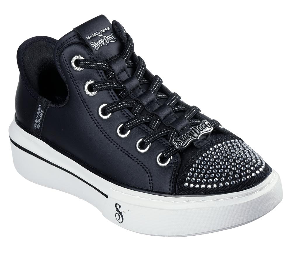 Women Skechers Slip-ins: Snoop One - Rhine-Stoned Toe Hands Free Slip Ins Black  USA |  7015-IKFOY