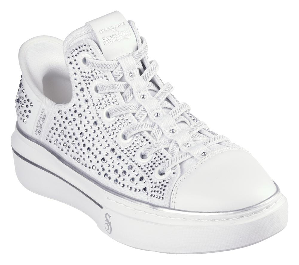 Women Skechers Slip-ins: Snoop One - Rhine-Stoned Hands Free Slip Ins White  USA |  5089-XCMUP