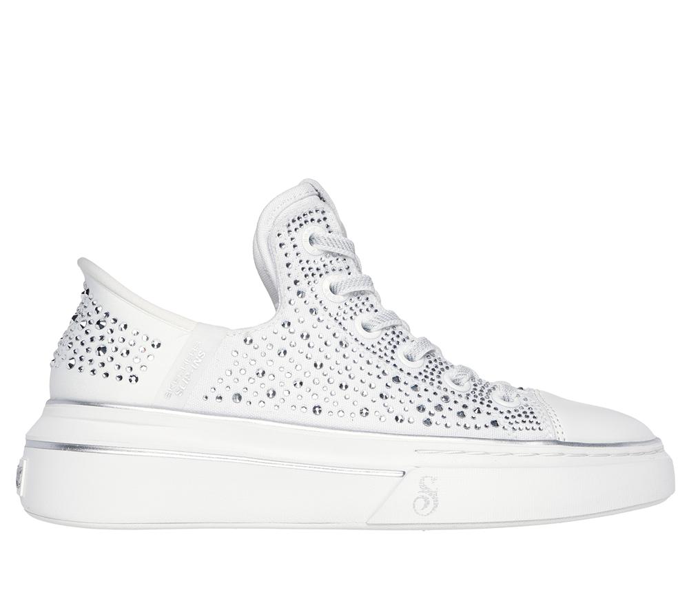 Women Skechers Slip-ins: Snoop One - Rhine-Stoned Hands Free Slip Ins White  USA |  5089-XCMUP