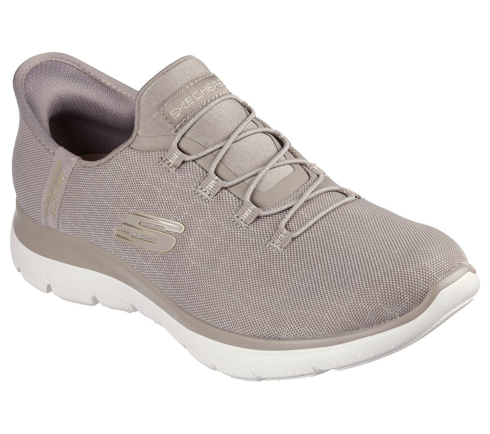 Women Skechers Slip-ins: Summits - Classy Night Hands Free Slip Ins Taupe / Gold  USA |  2410-DIBUJ