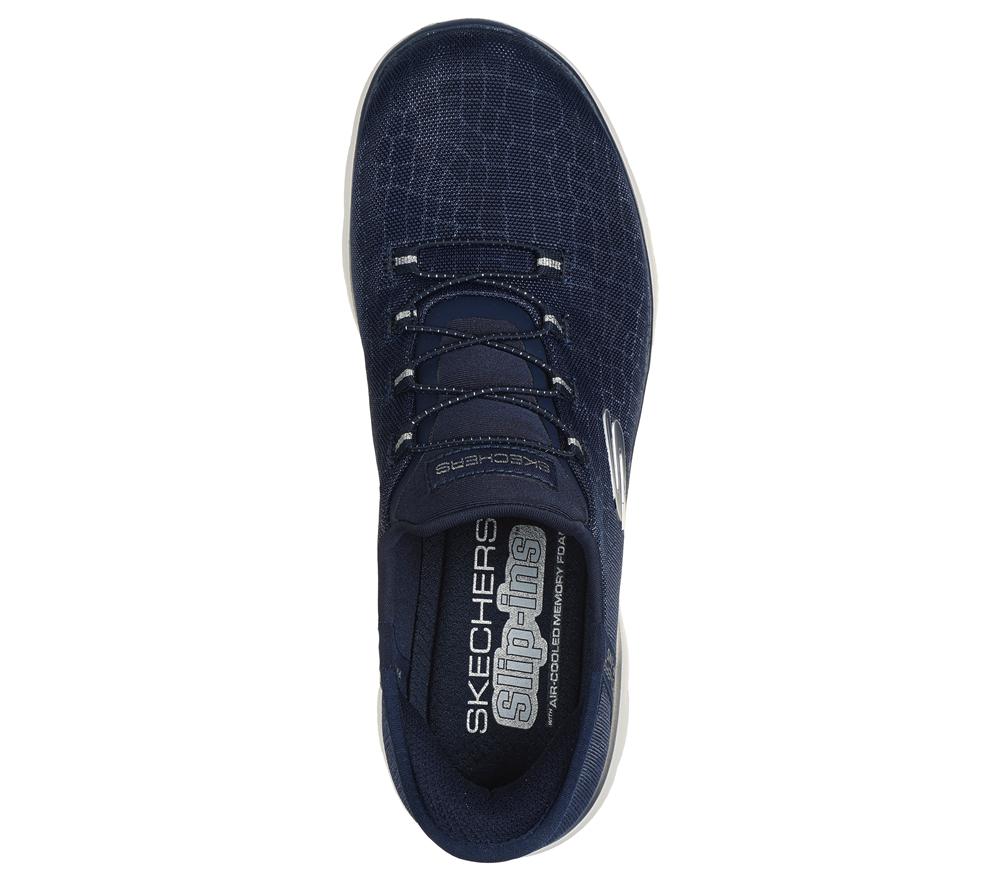 Women Skechers Slip-ins: Summits - Classy Night Hands Free Slip Ins Navy / Silver  USA |  9641-CIVPB