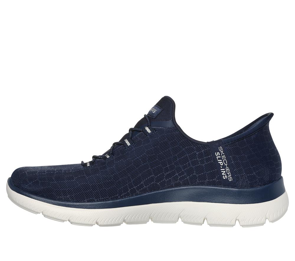 Women Skechers Slip-ins: Summits - Classy Night Hands Free Slip Ins Navy / Silver  USA |  9641-CIVPB