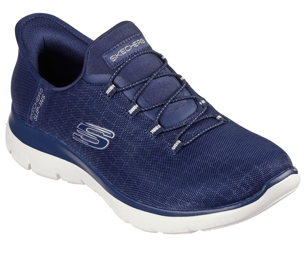 Women Skechers Slip-ins: Summits - Classy Night Hands Free Slip Ins Navy / Silver  USA |  9641-CIVPB