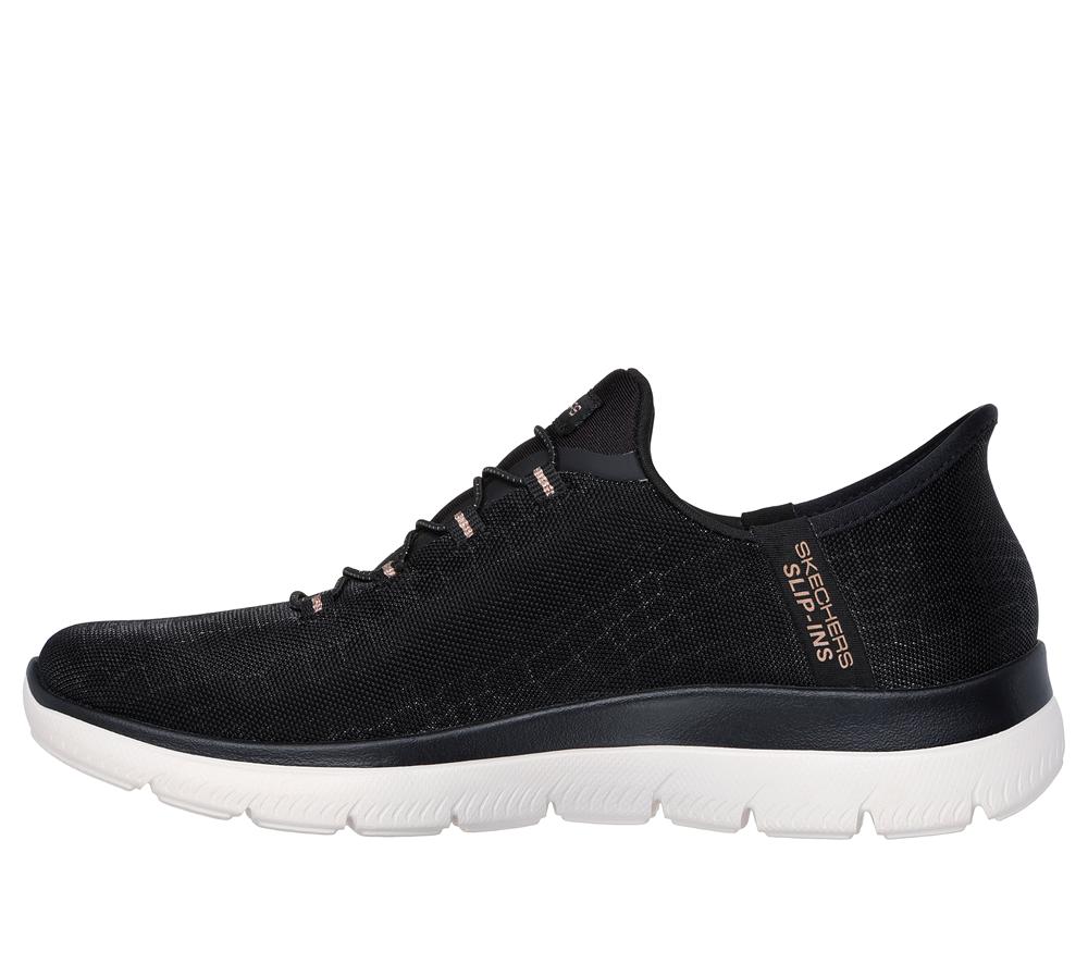 Women Skechers Slip-ins: Summits - Classy Night Hands Free Slip Ins Black / Rose Gold  USA |  5187-YNISV