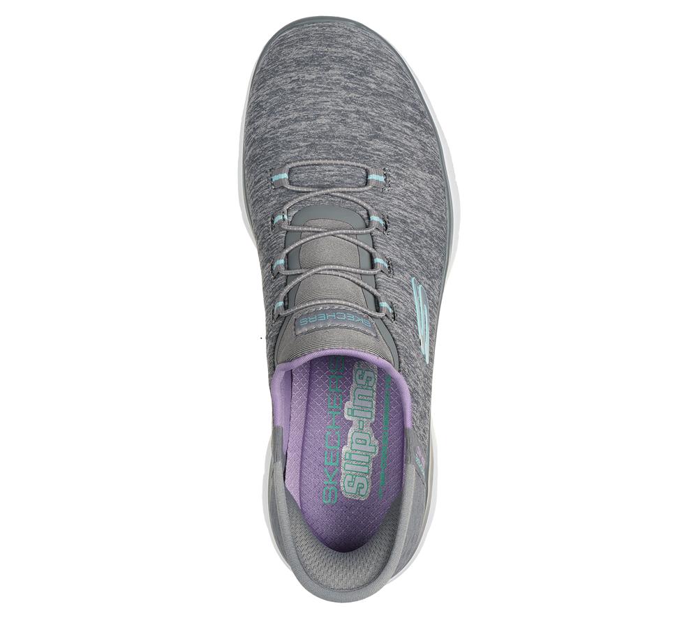 Women Skechers Slip-ins: Summits - Dazzling Haze Hands Free Slip Ins Grey / Multicolor  USA |  6173-QDZHE