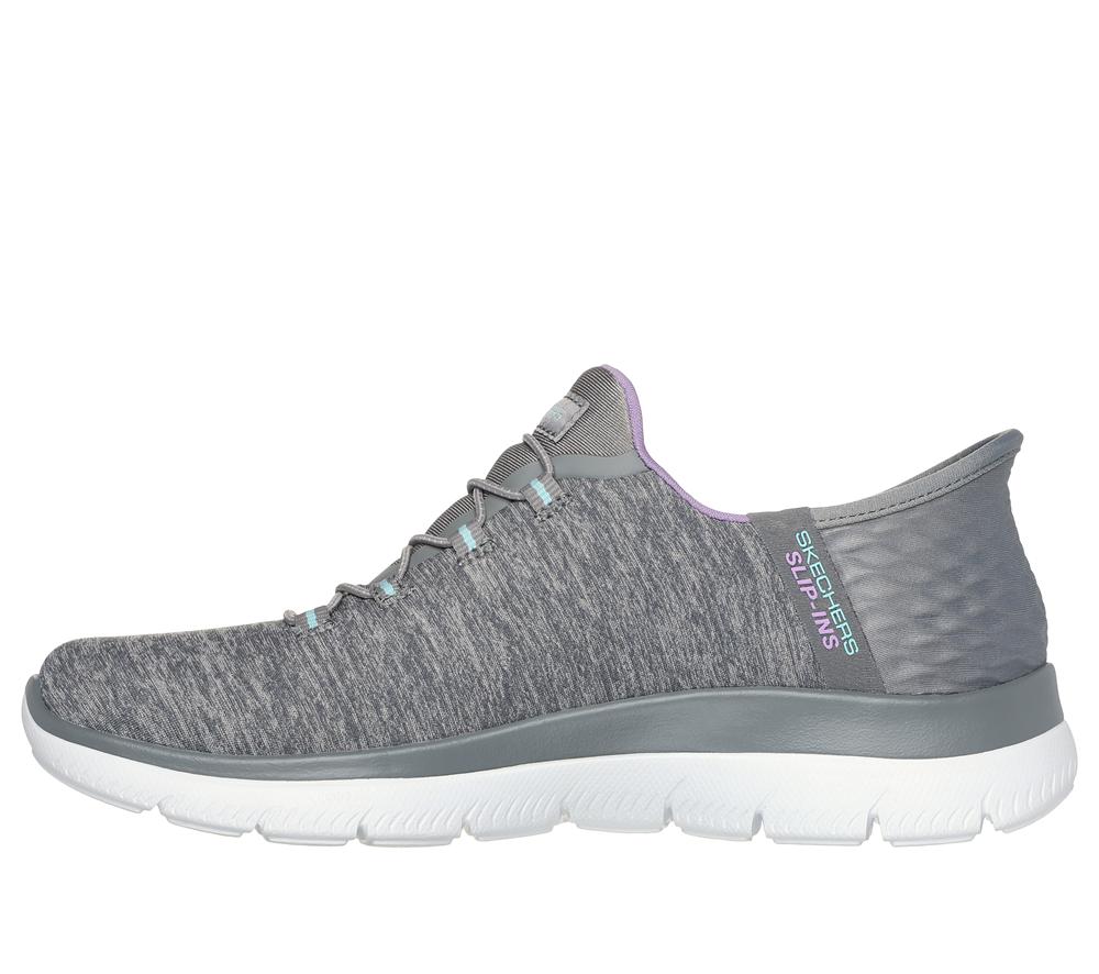 Women Skechers Slip-ins: Summits - Dazzling Haze Hands Free Slip Ins Grey / Multicolor  USA |  6173-QDZHE