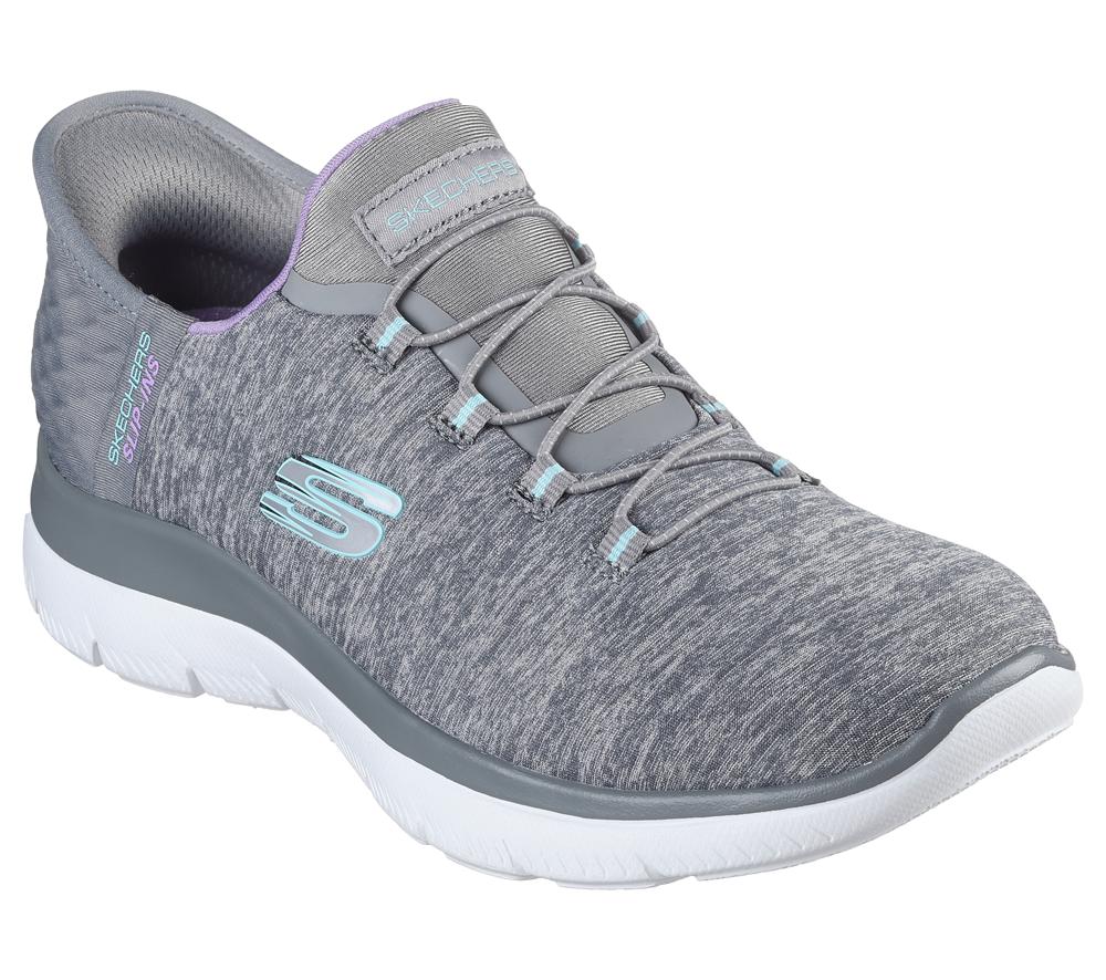Women Skechers Slip-ins: Summits - Dazzling Haze Hands Free Slip Ins Grey / Multicolor  USA |  6173-QDZHE