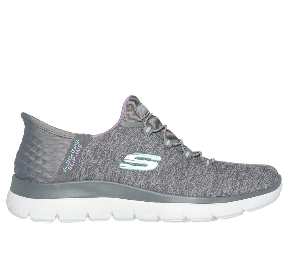 Women Skechers Slip-ins: Summits - Dazzling Haze Hands Free Slip Ins Grey / Multicolor  USA |  6173-QDZHE