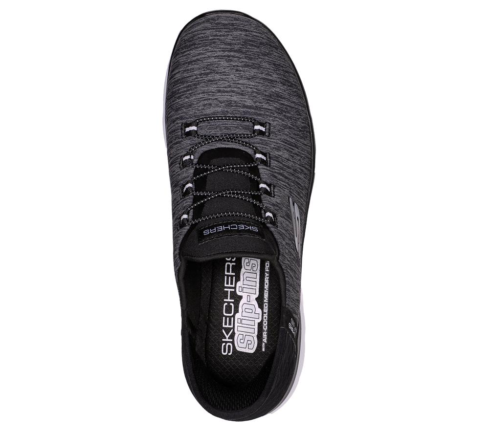 Women Skechers Slip-ins: Summits - Dazzling Haze Hands Free Slip Ins Black / White  USA |  1049-ARFNJ