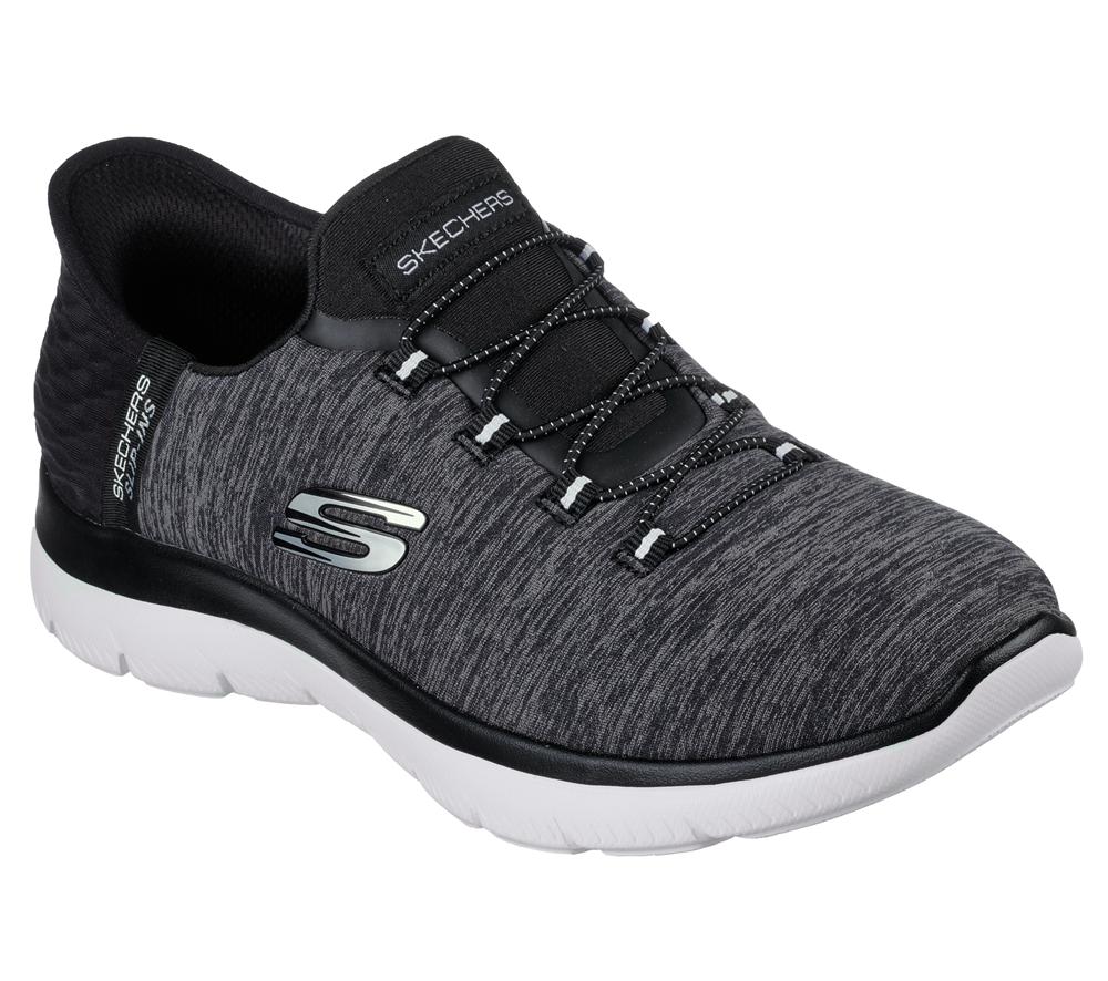 Women Skechers Slip-ins: Summits - Dazzling Haze Hands Free Slip Ins Black / White  USA |  1049-ARFNJ