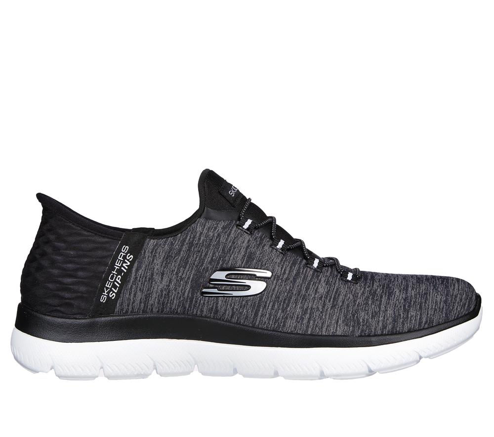 Women Skechers Slip-ins: Summits - Dazzling Haze Hands Free Slip Ins Black / White  USA |  1049-ARFNJ