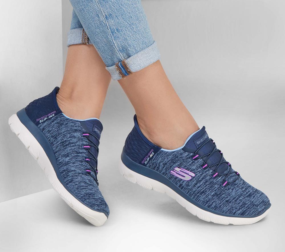 Women Skechers Slip-ins: Summits - Dazzling Haze Slip On Shoes Navy / Purple  USA |  2194-WNZUV