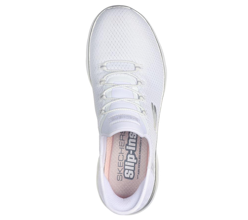 Women Skechers Slip-ins: Summits - Diamond Dream Hands Free Slip Ins White / Silver  USA |  8341-XRLQA