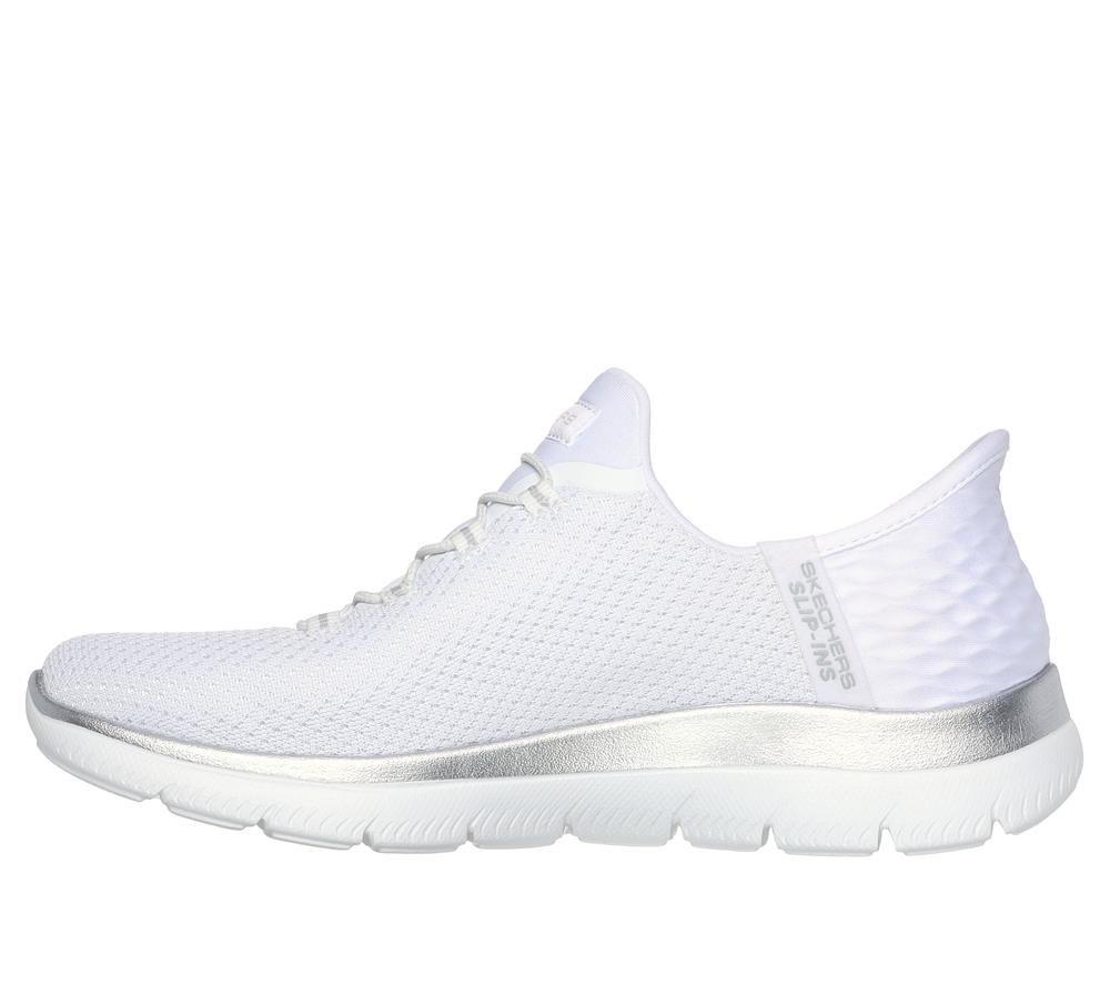 Women Skechers Slip-ins: Summits - Diamond Dream Hands Free Slip Ins White / Silver  USA |  8341-XRLQA