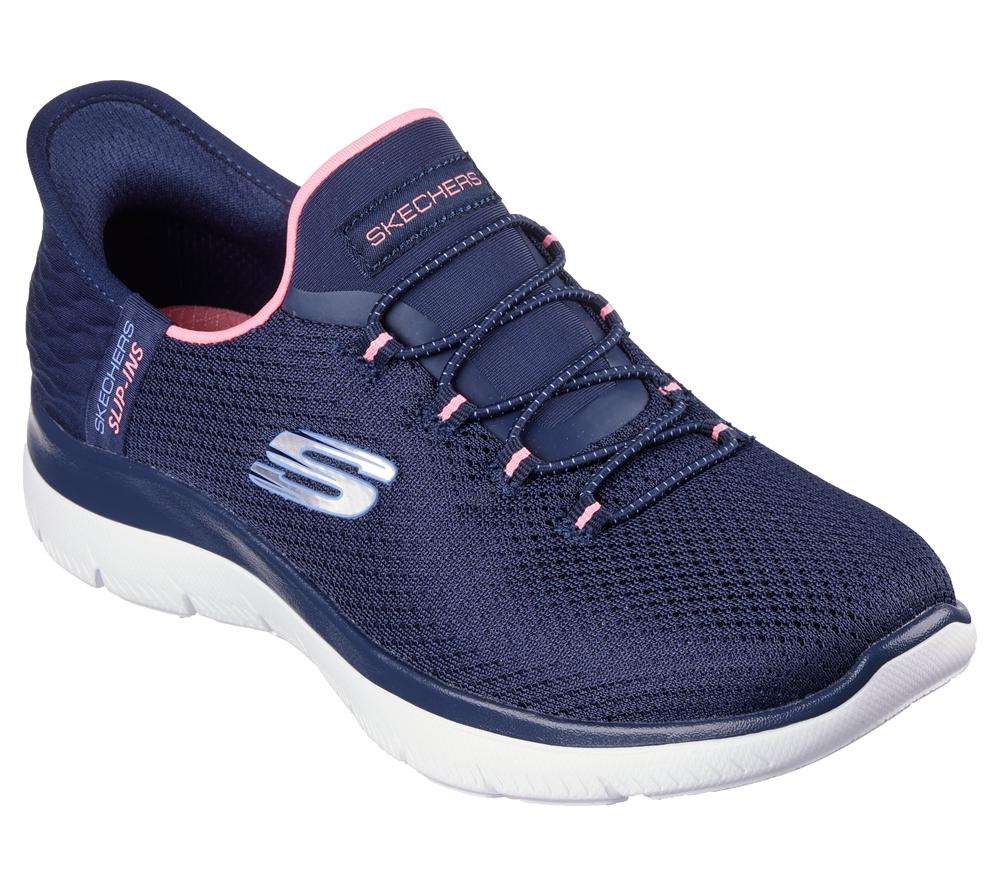 Women Skechers Slip-ins: Summits - Diamond Dream Slip On Shoes Navy / Pink  USA |  5029-PLNSC