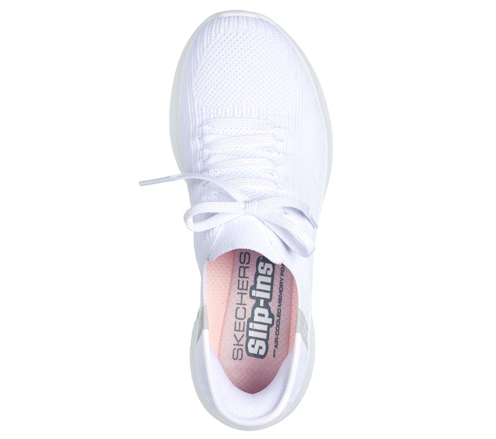 Women Skechers Slip-ins: Ultra Flex 3.0 - Brilliant Slip On Shoes White  USA |  1640-RWKHO