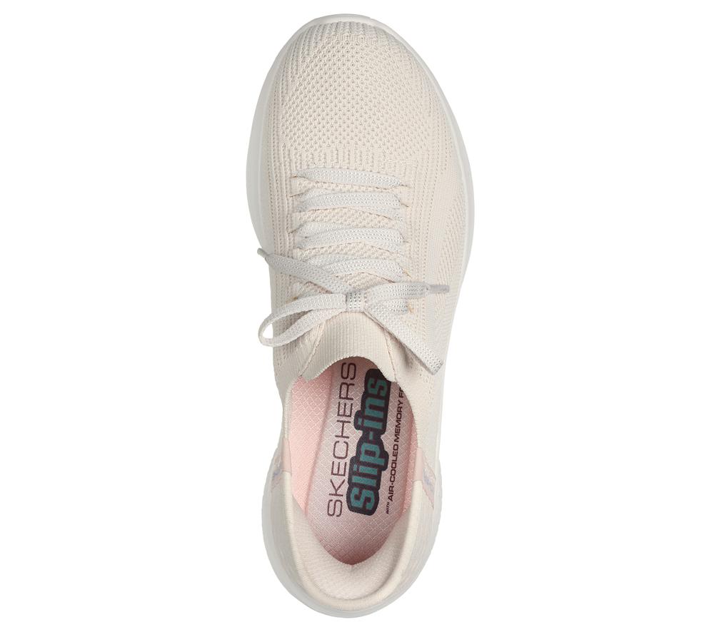 Women Skechers Slip-ins: Ultra Flex 3.0 - Brilliant Slip On Shoes Natural White  USA |  1709-NXPIO