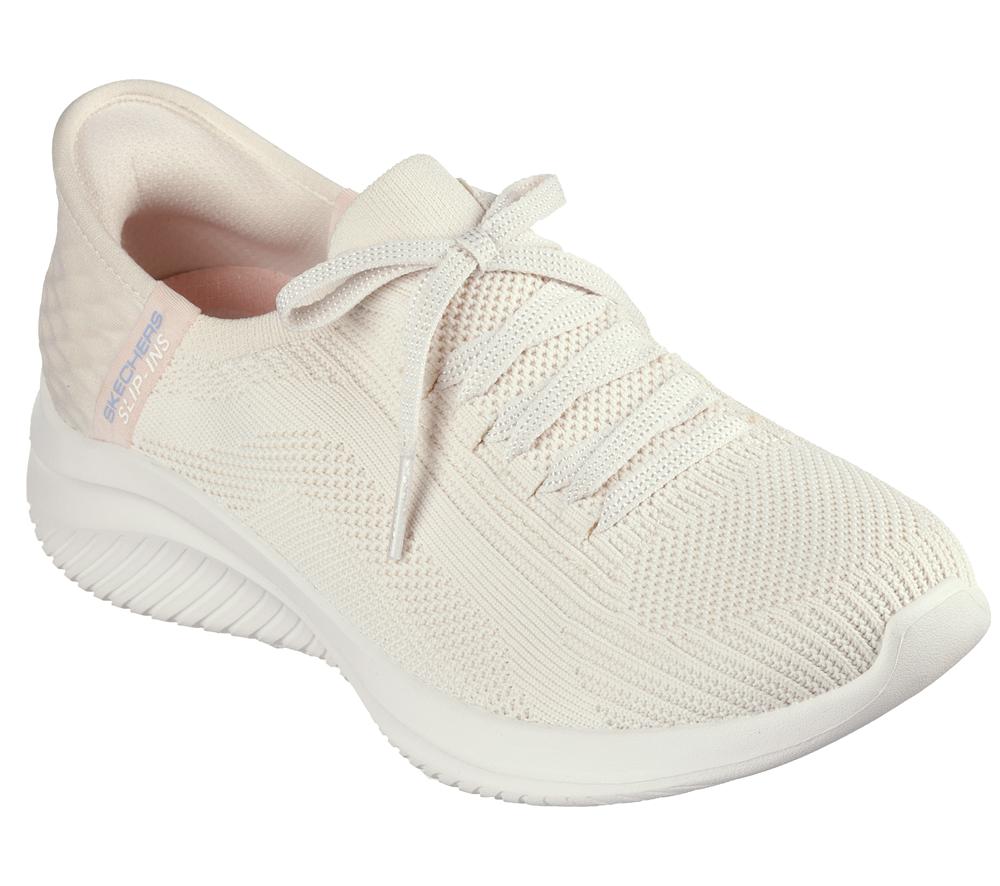 Women Skechers Slip-ins: Ultra Flex 3.0 - Brilliant Slip On Shoes Natural White  USA |  1709-NXPIO