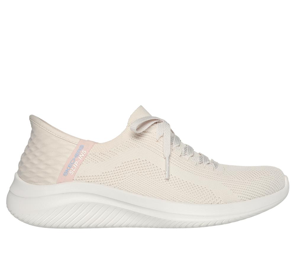 Women Skechers Slip-ins: Ultra Flex 3.0 - Brilliant Slip On Shoes Natural White  USA |  1709-NXPIO