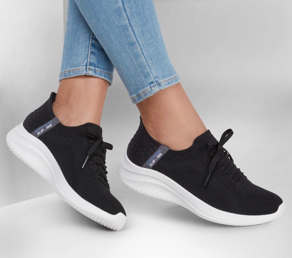 Women Skechers Slip-ins: Ultra Flex 3.0 - Brilliant Slip On Shoes Black  USA |  9013-DKREV