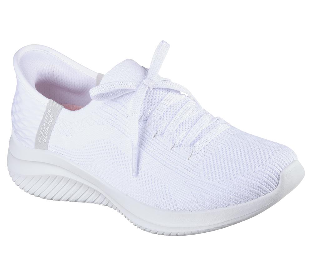 Women Skechers Slip-ins: Ultra Flex 3.0 - Brilliant Hands Free Slip Ins White  USA |  5718-PBGFO