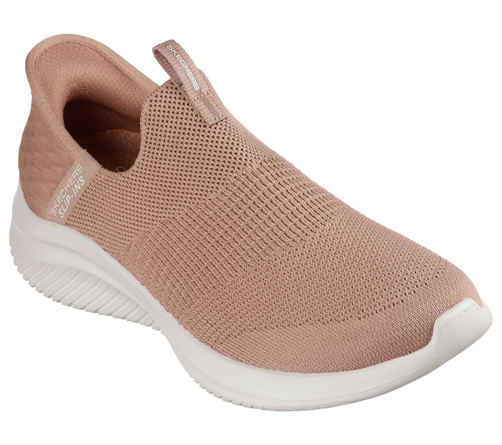 Women Skechers Slip-ins: Ultra Flex 3.0 - Cozy Streak Hands Free Slip Ins Tan Grey  USA |  2841-DZWQF