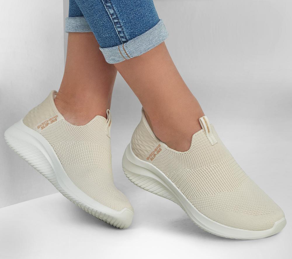 Women Skechers Slip-ins: Ultra Flex 3.0 - Cozy Streak Hands Free Slip Ins Natural White  USA |  0472-ZHDGM