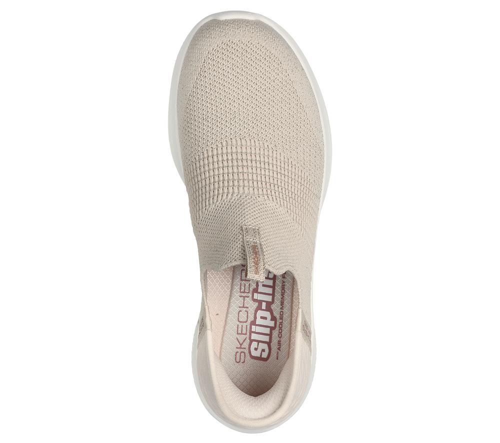 Women Skechers Slip-ins: Ultra Flex 3.0 - Glitter Me Hands Free Slip Ins Natural / Gold  USA |  9847-FQUIR