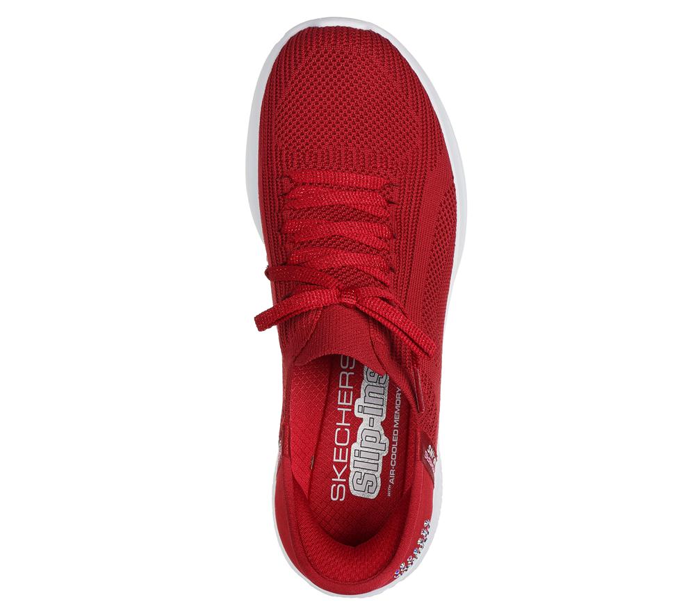 Women Skechers Slip-ins: Ultra Flex 3.0 - Heart Me Hands Free Slip Ins Red  USA |  9185-MDPNE