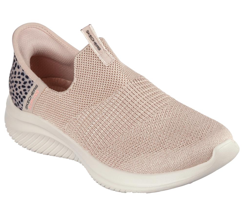 Women Skechers Slip-ins: Ultra Flex 3.0 - New Energy Slip On Shoes Tan / Black  USA |  5064-BCIXF