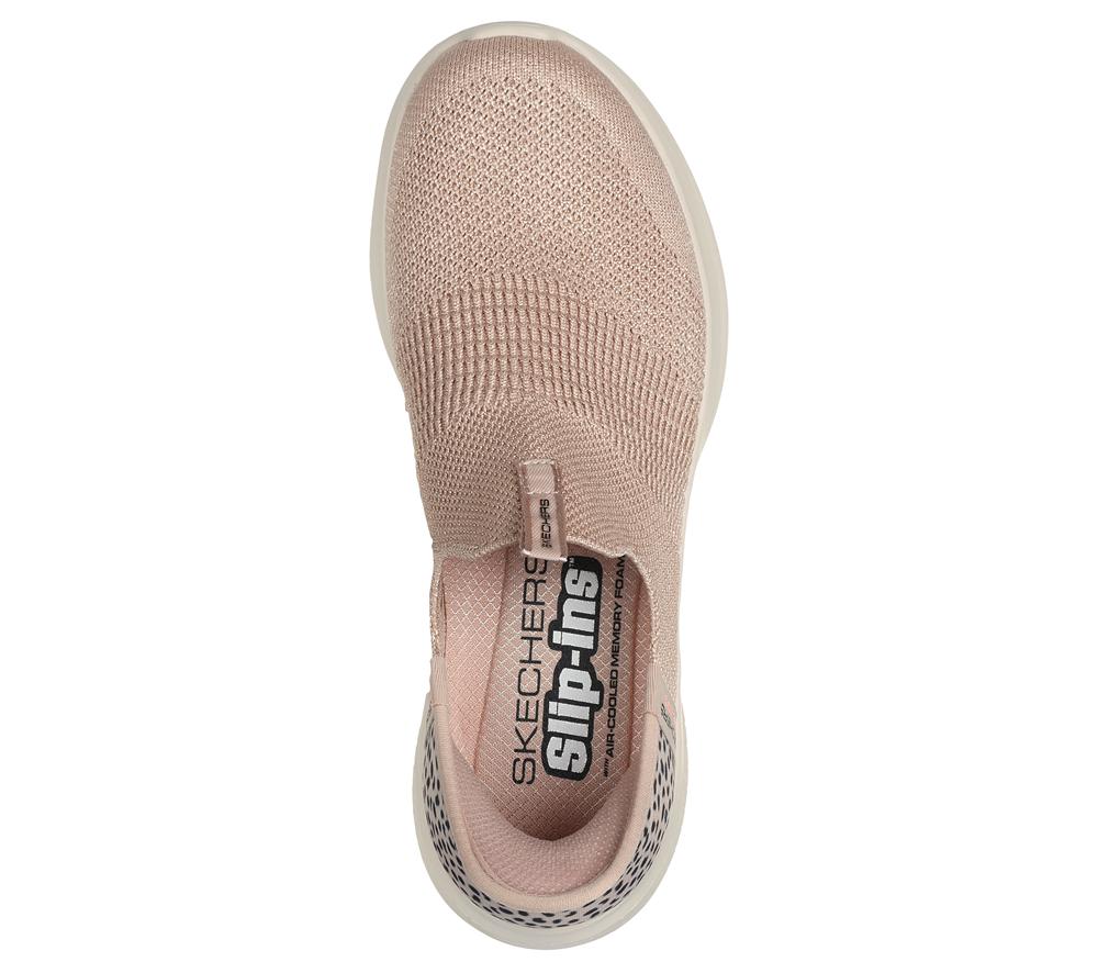 Women Skechers Slip-ins: Ultra Flex 3.0 - New Energy Hands Free Slip Ins Tan / Black  USA |  9564-BQRAL